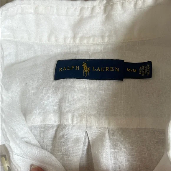 Ralph Lauren White Linen Men's Shirt M - Picture 3 of 5